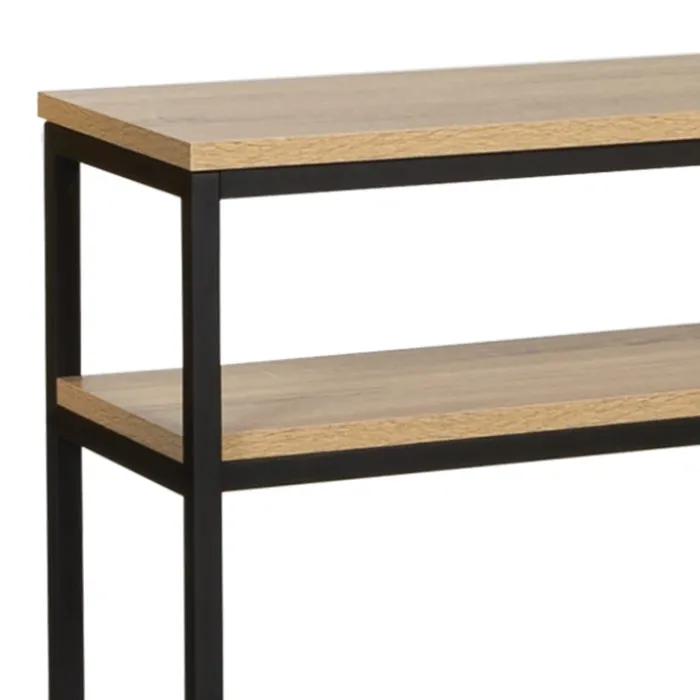 Console bois et métal double plateau 100 cm