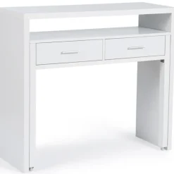 Console bureau extensible blanc