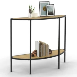 Console demi-lune industrielle avec 1 étagère