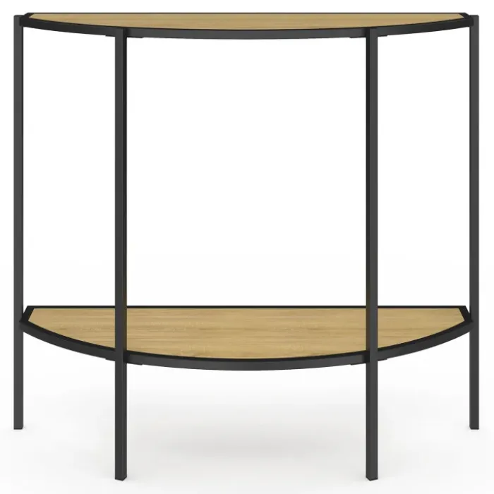 Console demi-lune industrielle avec 1 étagère