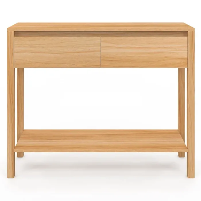 Console effet teck 2 tiroirs 1 étagère