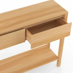 Console effet teck 2 tiroirs 1 étagère