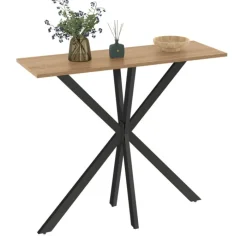 Console en bois avec pied araignée métalique noir