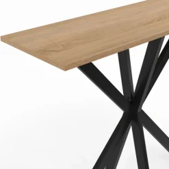 Console en bois avec pied araignée métalique noir