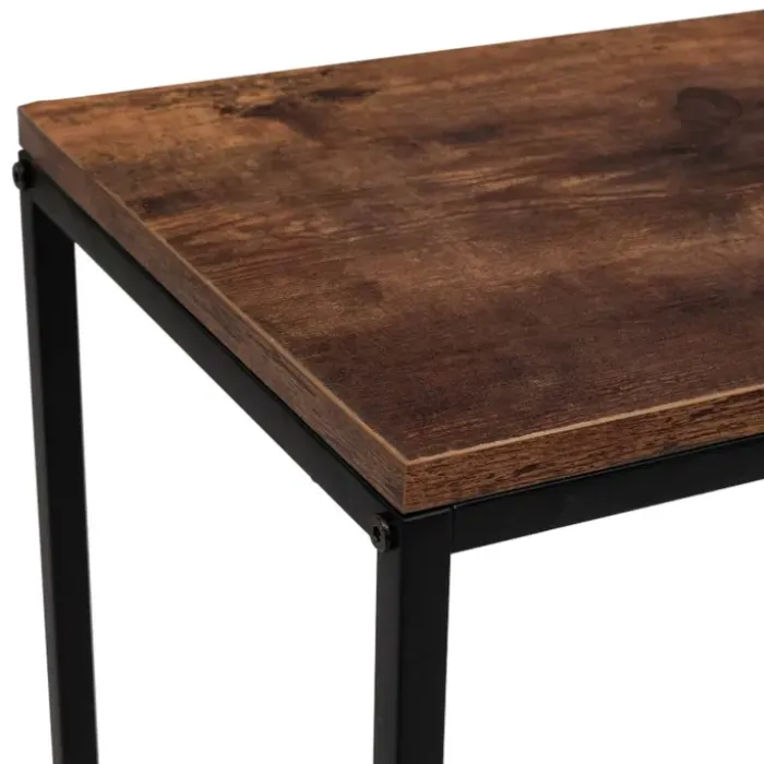 Console industrielle bois effet vieilli et métal noir