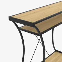 Console industrielle pieds courbés double étagères
