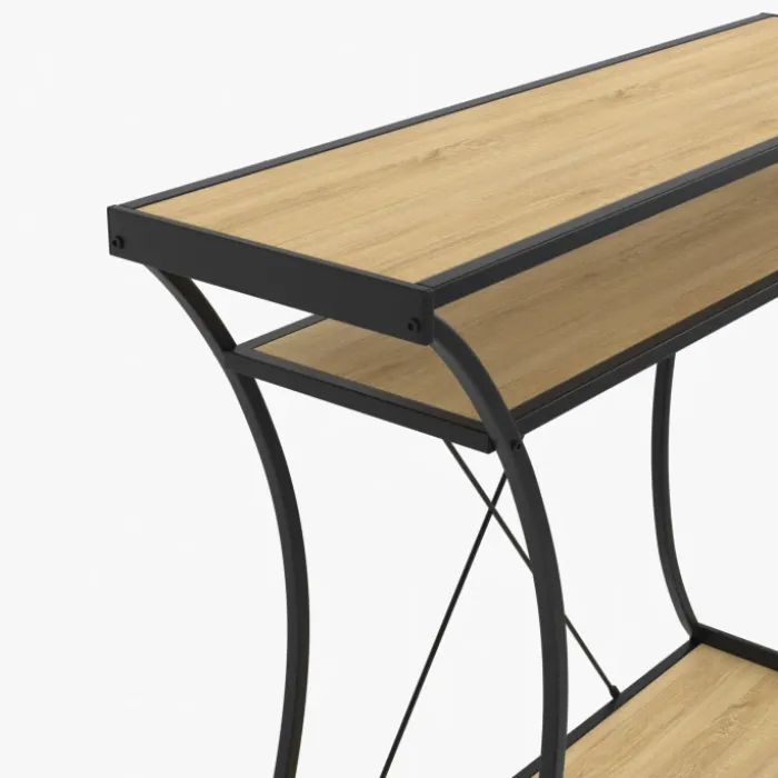 Console industrielle pieds courbés double étagères