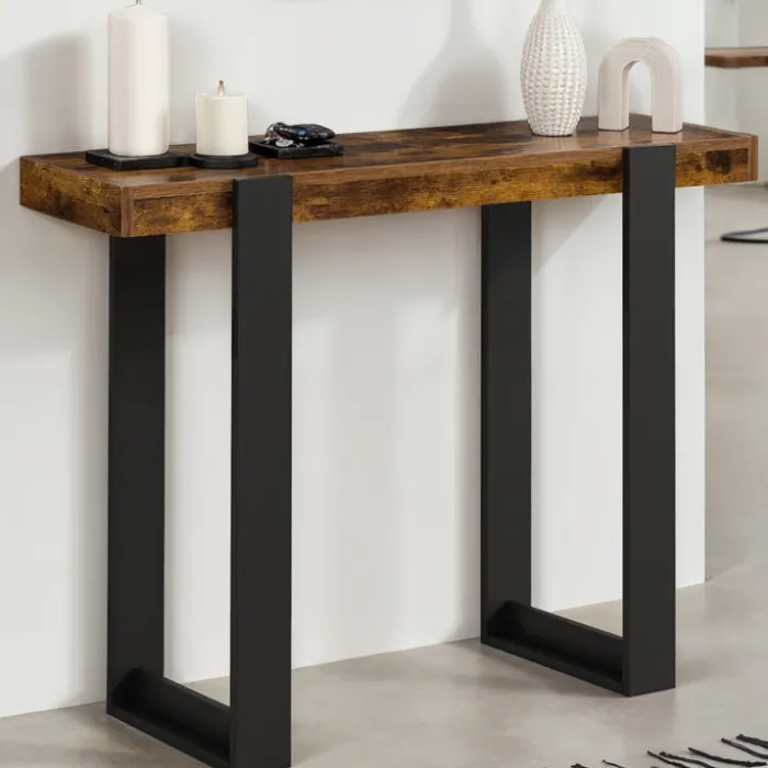 Console noire et bois effet vieilli