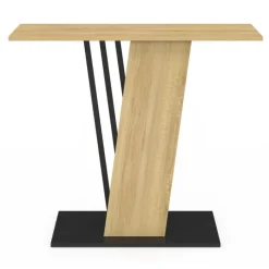 Console plateau bois et pied croisé noir