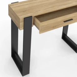 Console style moderne bois et noir 90 cm avec tiroir