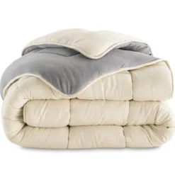 Couette bicolore 220x240 gris et crème