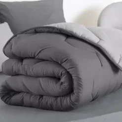 Couette bicolore 140x200 gris foncé et gris clair