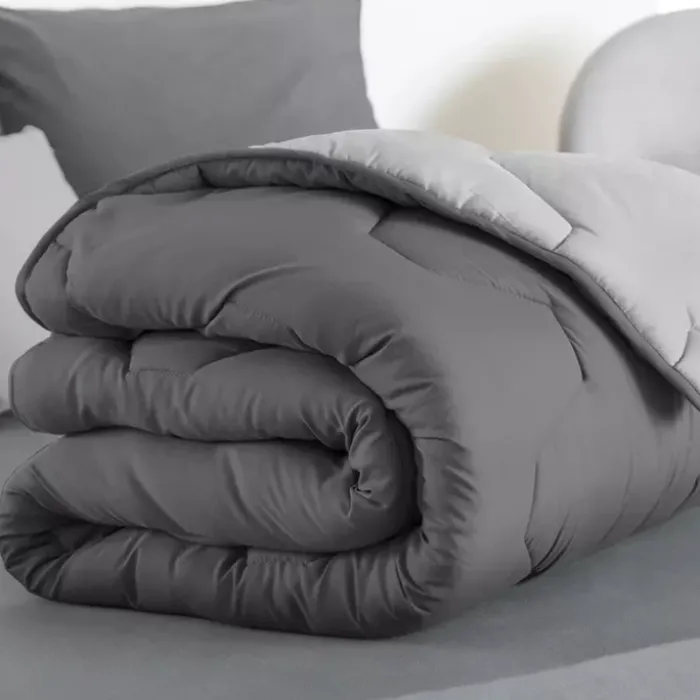 Couette bicolore 140x200 gris foncé et gris clair