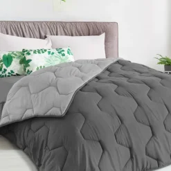 Couette bicolore 200x200 gris foncé et gris clair