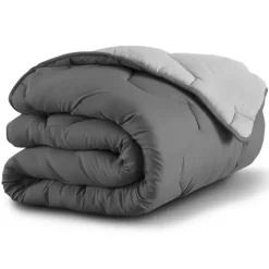 Couette bicolore 200x200 gris foncé et gris clair