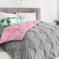 Couette bicolore 220x240 rose et grise