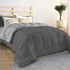 Couette polaire biface 220x240 cm gris clair et gris foncé 400 gr