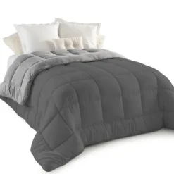 Couette polaire biface 140x200 cm gris clair et foncé