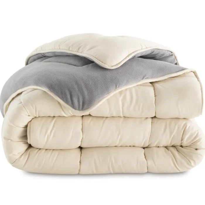 Couette polaire biface 140x200 gris et crème