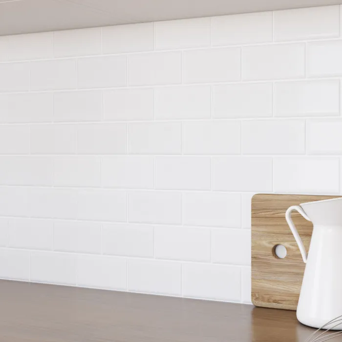Crédence adhésive murale effet carrelage blanc