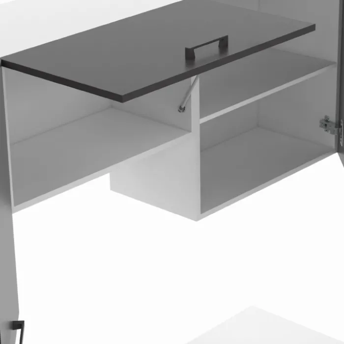 Cuisine complète 240 cm avec plan de travail blanc et gris
