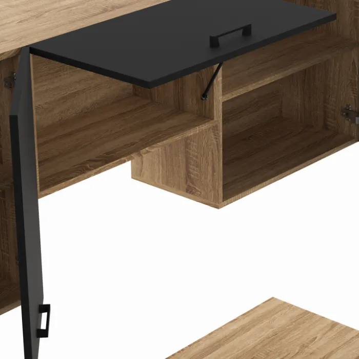 Cuisine complète 240 cm avec plan de travail bois et noir