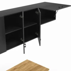 Cuisine complète 180 cm avec plan de travail bois et noir