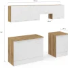 Cuisine complète 240 cm avec plan de travail bois et blanc