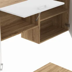 Cuisine complète 240 cm avec plan de travail bois et blanc