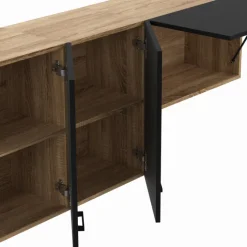Cuisine complète 180 cm avec plan de travail bois et noir