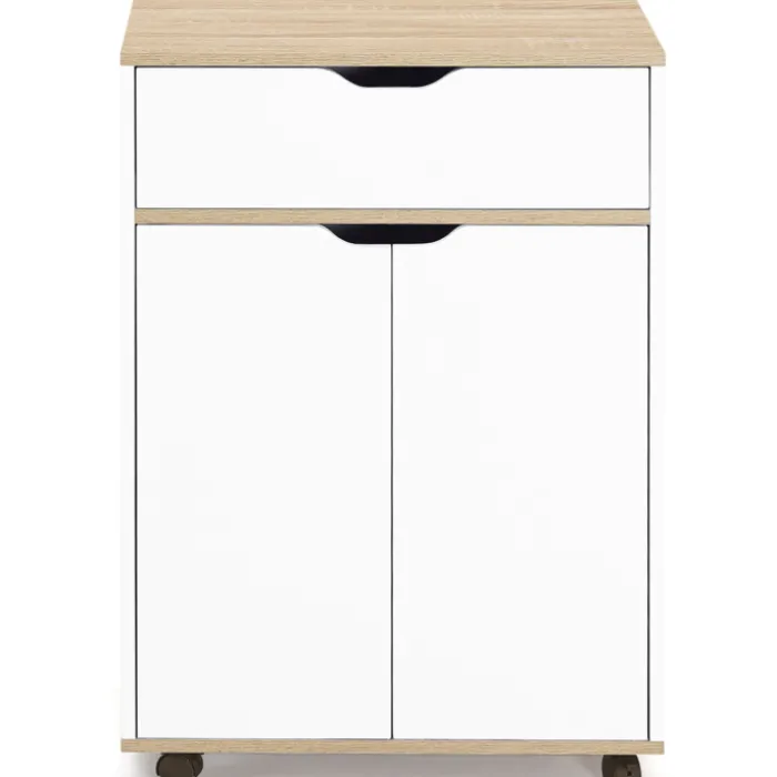 Desserte de cuisine bois blanc avec 1 grand placard + 1 tiroir