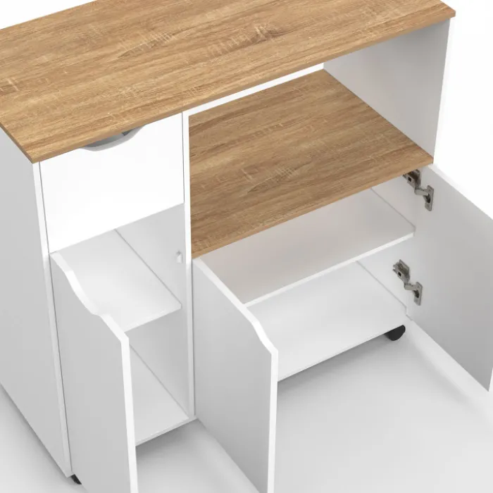 Desserte micro-onde xxl bois blanc