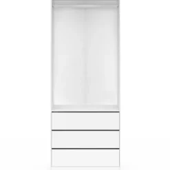 Dressing 80 x 55 x 200 cm 1 module avec penderie + 3 tiroirs blanc