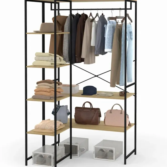Dressing d'angle double penderie design industriel 123 cm