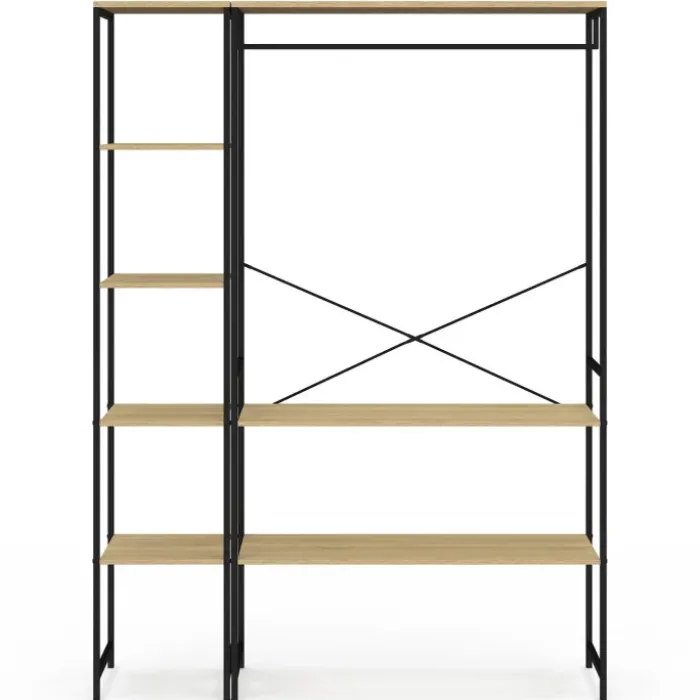 Dressing d'angle double penderie design industriel 123 cm