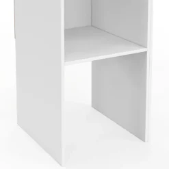 Dressing d'angle modulable L. 90 / 127 cm double penderie + étagères blanc
