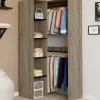 Dressing d’angle modulable de L. 90/127 cm avec double penderie et étagères