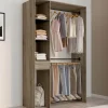 Dressing double penderie L. 110 cm avec étagères + tiroir + rangements à chaussures hêtre et noir