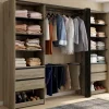 Dressing double XXL 220 cm hêtre avec 1 penderie, 1 porte-pantalon, 8 étagères, 6 tiroirs et rangements à chaussures