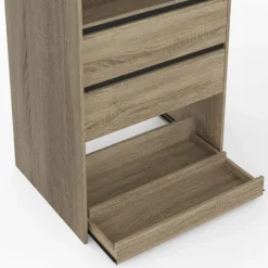 Dressing double XXL 220 cm hêtre avec 1 penderie, 1 porte-pantalon, 8 étagères, 6 tiroirs et rangements à chaussures