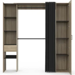 Dressing extensible avec double penderie et rideau noir