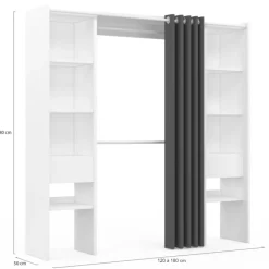 Dressing extensible double blanc avec rideau gris