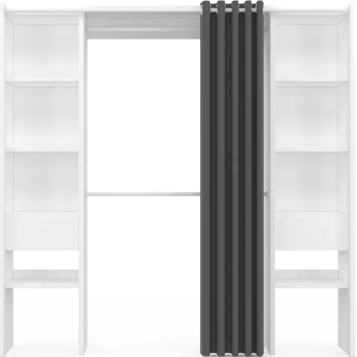 Dressing extensible double blanc avec rideau gris