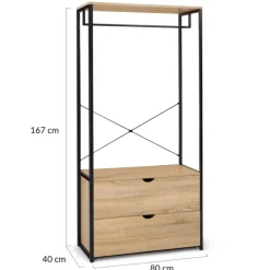 Dressing industriel 2 tiroirs 80 cm