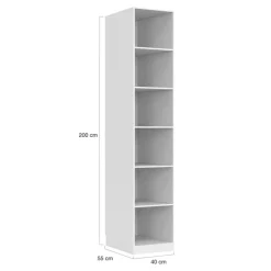 Dressing modulable blanc avec 2 penderies, 10 étagères et 3 tiroirs