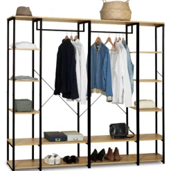 Dressing ouvert industriel 167 cm double penderie