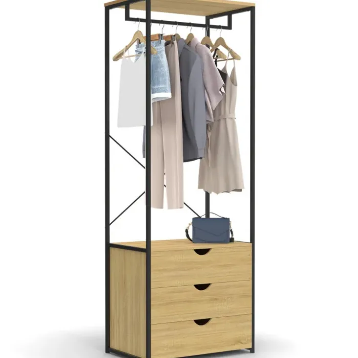 Dressing penderie 3 tiroirs L.60 cm design industriel