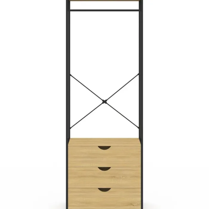 Dressing penderie 3 tiroirs L.60 cm design industriel