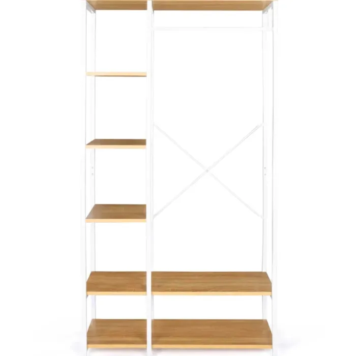 Dressing penderie avec étagère style industriel blanc 90 cm