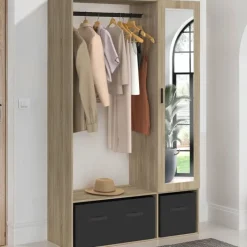 Dressing penderie avec étagères et rangements noirs
